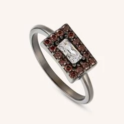 Bague Fine SYBIL - Cristal / Gun