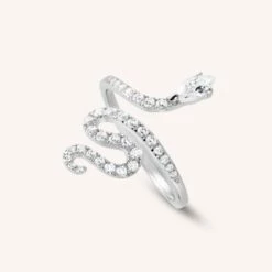 Bague Large SNAKY - Cristal / Argenté