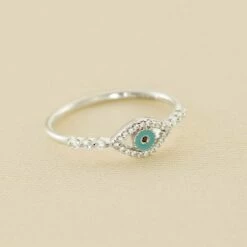 Bague Fine LUCKY EYE - Turquoise / Argenté