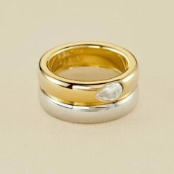 Bague Large DUA - Argenté / Doré