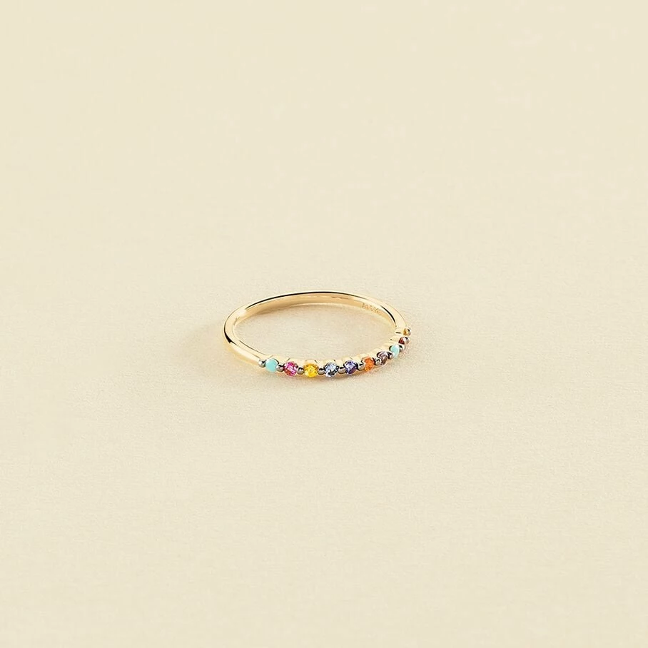 Bague Fine BELOVED - Multicolore / Doré 1 Bague Fine BELOVED - Multicolore / Doré