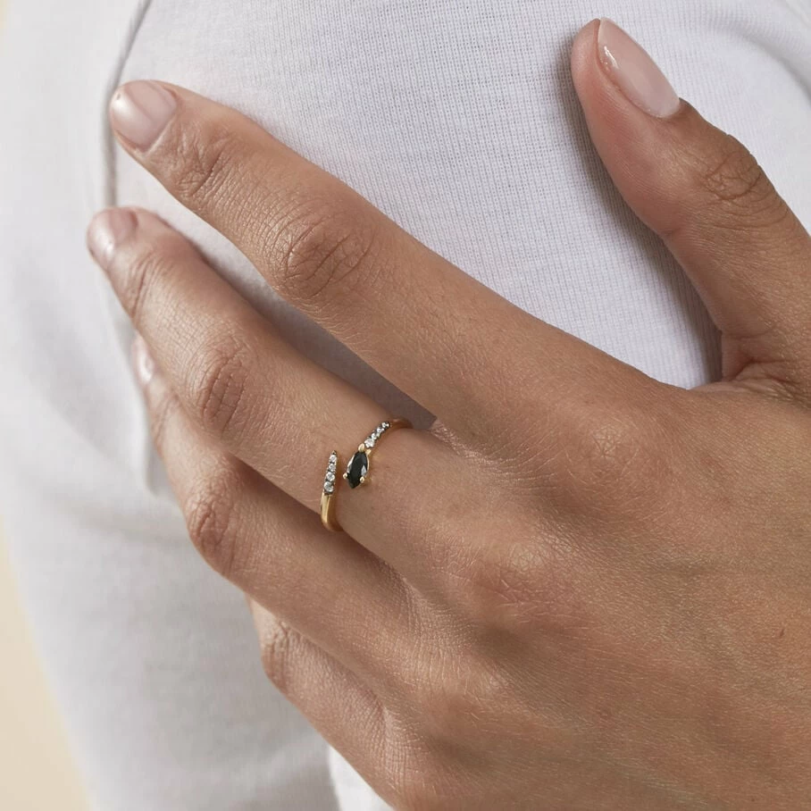 Bague Fine SNAKY - Cristal / Gun 2 Bague Fine SNAKY - Cristal / Gun – Image 2