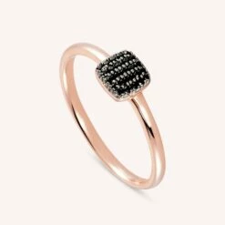Bague Fine GLORIA - Noir / Rose