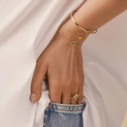 Bague Fine LUCKY EYE - Vert / Doré -AGATHA Soldes 02290027 658 58 M2