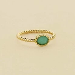 Bague Fine ATMA - Amazonite/ Jaune