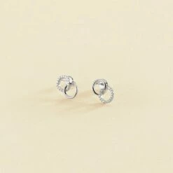 Boucles D'oreilles Puces RONDOU - Cristal / Argenté