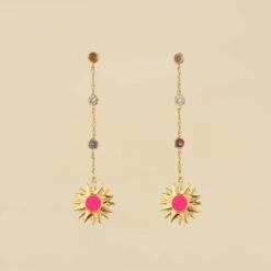 Boucles D'oreilles Pendantes RODEO - Multicolore / Doré