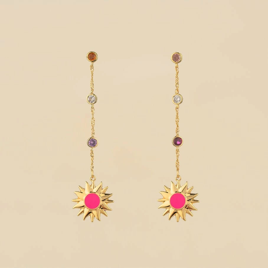 Boucles D'oreilles Pendantes RODEO - Multicolore / Doré 1 Boucles D'oreilles Pendantes RODEO - Multicolore / Doré