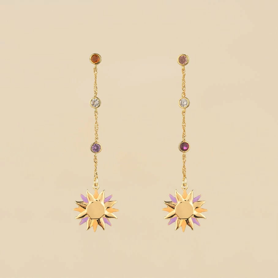 Boucles D'oreilles Pendantes RODEO - Multicolore / Doré 2 Boucles D'oreilles Pendantes RODEO - Multicolore / Doré – Image 2