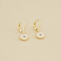 Boucles D'oreilles Pendantes CYCLADES - Rose Pâle/ Doré