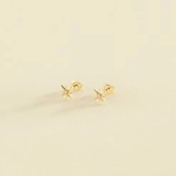 Boucles D'oreilles Puces OURSE - Cristal / Doré