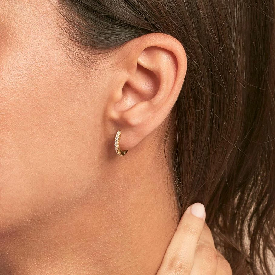 Créoles AUSTRAL - Cristal / Doré 2 Créoles AUSTRAL - Cristal / Doré – Image 2