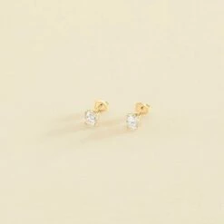 Boucles D'oreilles Puces SOL - Cristal / Doré