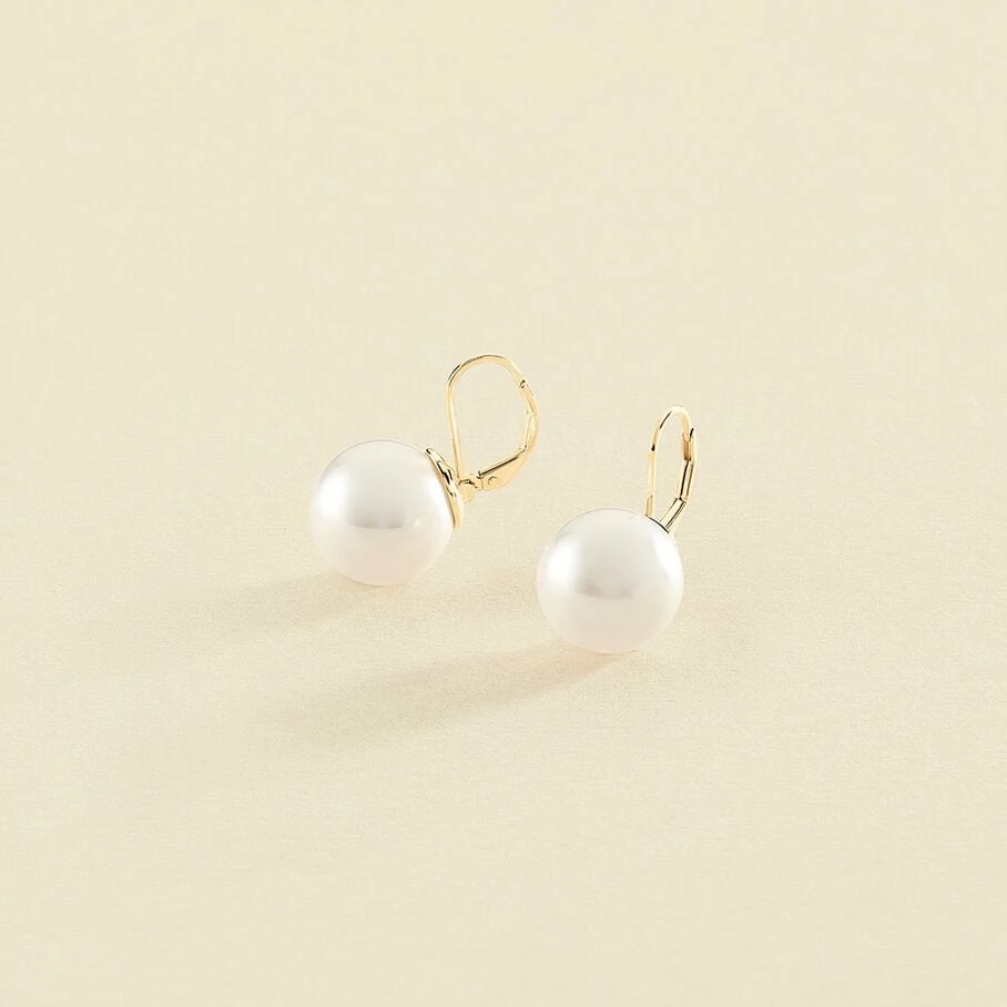 Boucles D'oreilles Pendantes PEARLY - Perle / Doré 1 Boucles D'oreilles Pendantes PEARLY - Perle / Doré