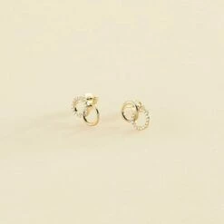 Boucles D'oreilles Puces RONDOU - Cristal / Doré