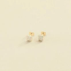 Boucles D'oreilles Puces GLORIA - Cristal / Doré