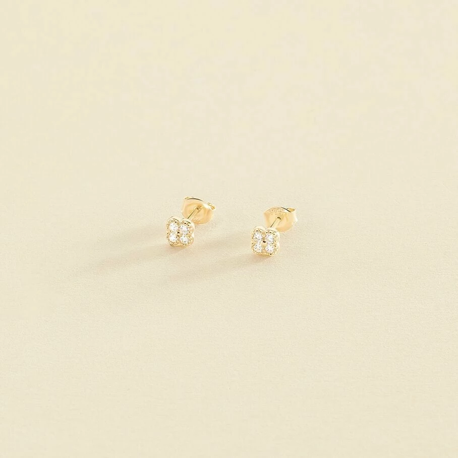 Boucles D'oreilles Puces BELOVED - Cristal / Doré 1 Boucles D'oreilles Puces BELOVED - Cristal / Doré