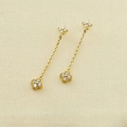 Boucles D'oreilles Pendantes BELOVED - Cristal / Doré