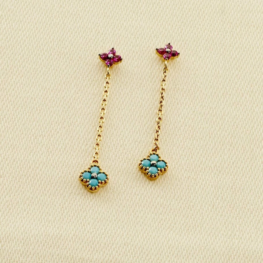 Boucles D'oreilles Pendantes BELOVED - Multicolore / Doré 1 Boucles D'oreilles Pendantes BELOVED - Multicolore / Doré