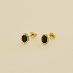 Boucles D'oreilles Puces ATMA - Onyx/ Vert