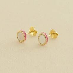 Boucles D'oreilles Puces ATMA - Nacre /rose