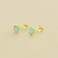 Boucles D'oreilles Puces ATMA - Amazonite/ Jaune