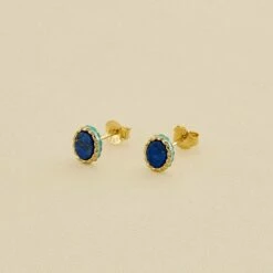 Boucles D'oreilles Puces ATMA - Lapis/ Bleu