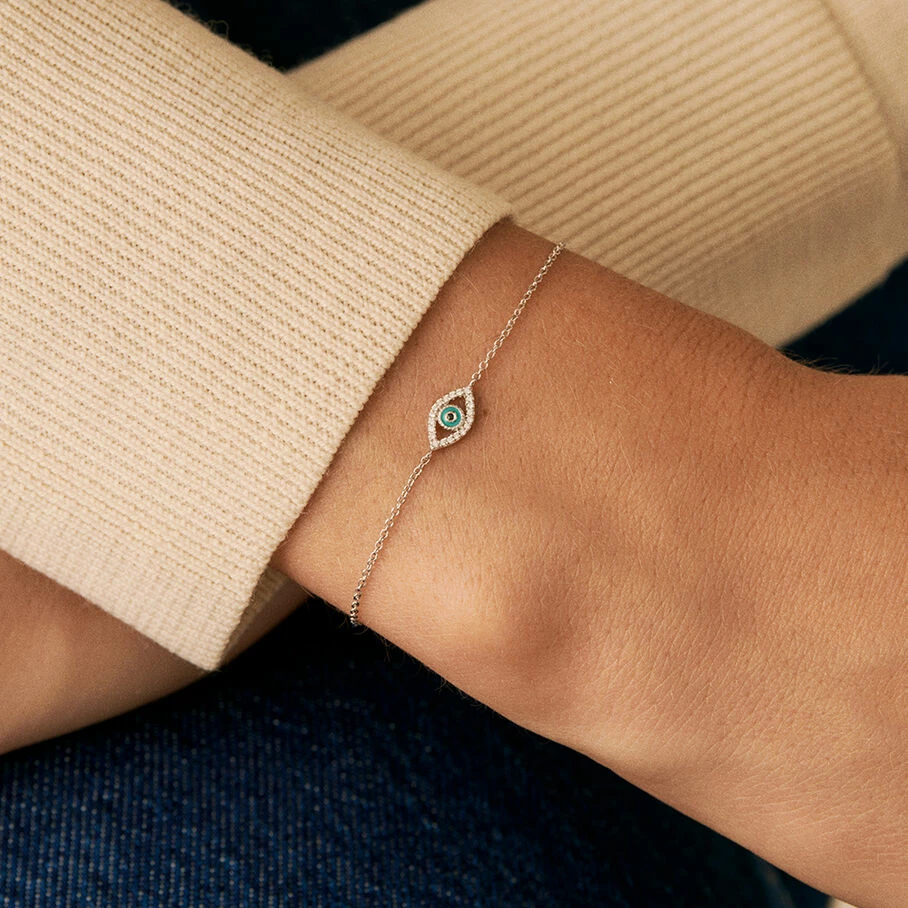 Bracelet Souple LUCKY EYE - Turquoise / Argenté 3 Bracelet Souple LUCKY EYE - Turquoise / Argenté – Image 3