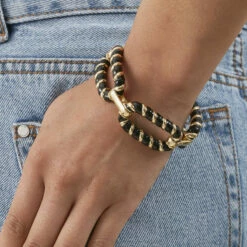 Bracelet Souple SESHA - Noir / Doré -AGATHA Soldes 02451152 270 TU M2