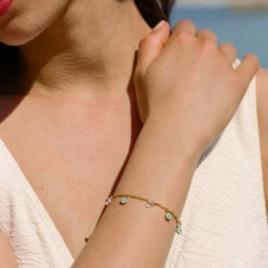 Bracelet Souple CYCLADES - Turquoise / Doré 5 Bracelet Souple CYCLADES - Turquoise / Doré -AGATHA Soldes 02480272 731 TU M2