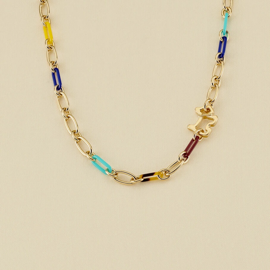 Collier Mi-long CHIEN - Multicolore / Doré 1 Collier Mi-long CHIEN - Multicolore / Doré