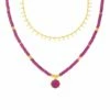 Collier Mi-long BAIA - Fuchsia / Doré