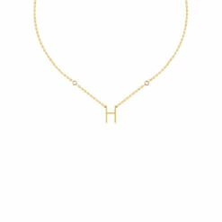 Collier Ras Du Cou LETTRE H - Cristal / Doré
