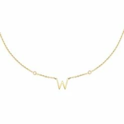 Collier Ras Du Cou LETTRE W - Cristal / Doré