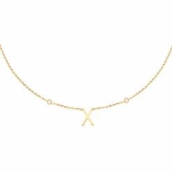 Collier Mi-long LETTRE X - Cristal / Doré