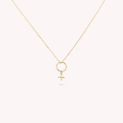 Collier Mi-long FEMME - Cristal / Doré