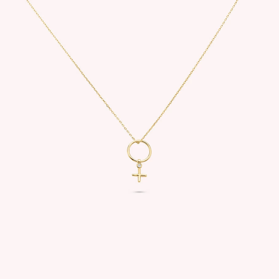 Collier Mi-long FEMME - Cristal / Doré 1 Collier Mi-long FEMME - Cristal / Doré