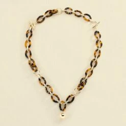 Collier Mi-long BOUCLE - Ecaille / Doré