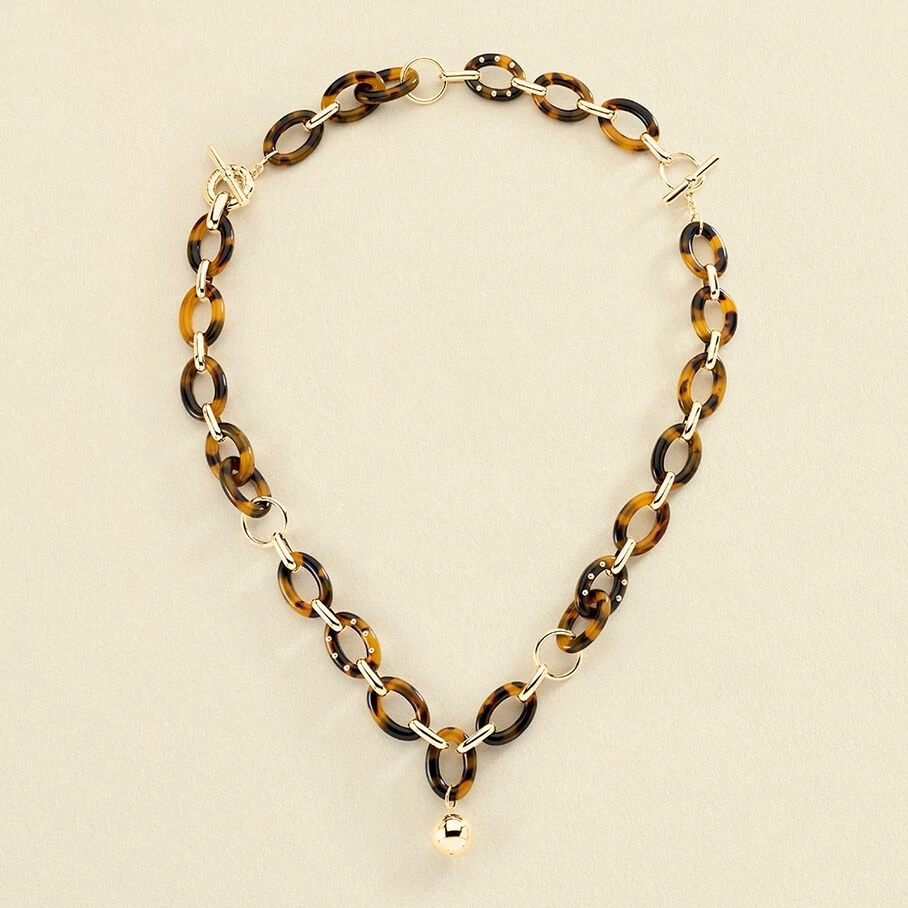 Collier Mi-long BOUCLE - Ecaille / Doré 1 Collier Mi-long BOUCLE - Ecaille / Doré