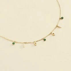 Collier Ras Du Cou LUCKY EYE - Vert / Doré