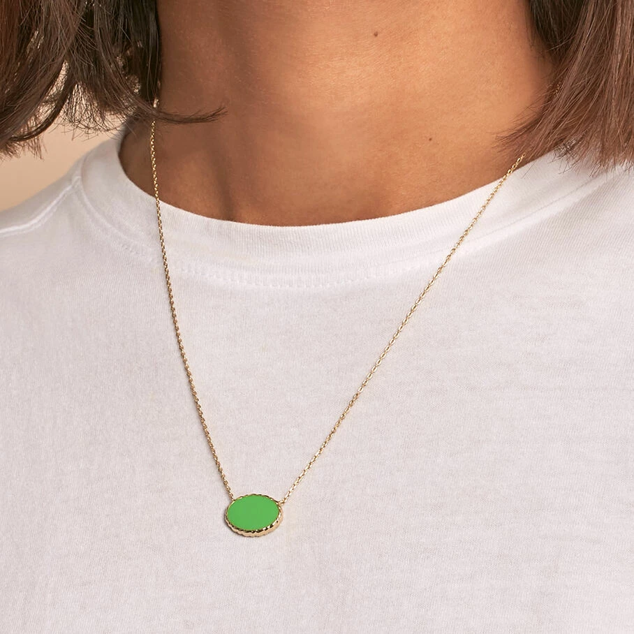 Collier Mi-long ATMA - Onyx/ Vert 4 Collier Mi-long ATMA - Onyx/ Vert – Image 4