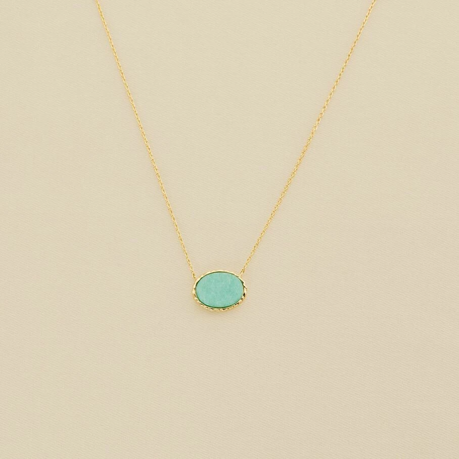 Collier Mi-long ATMA - Amazonite/ Jaune 1 Collier Mi-long ATMA - Amazonite/ Jaune