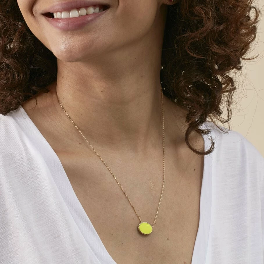 Collier Mi-long ATMA - Amazonite/ Jaune 3 Collier Mi-long ATMA - Amazonite/ Jaune – Image 3